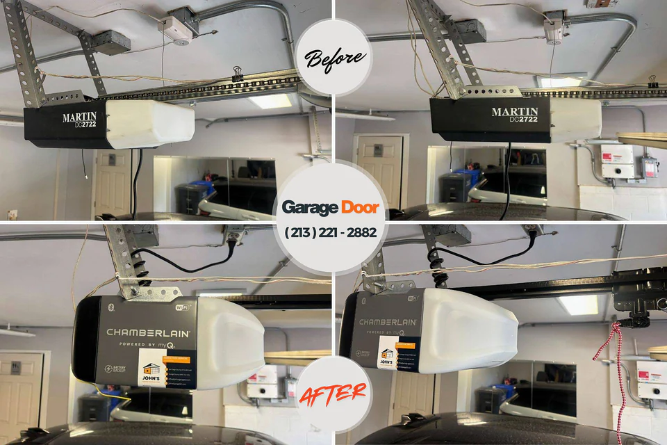 Before and after: garage door installation Guthrie Center, IA